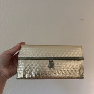 Vintage Gold Geometric Metallic Clutch